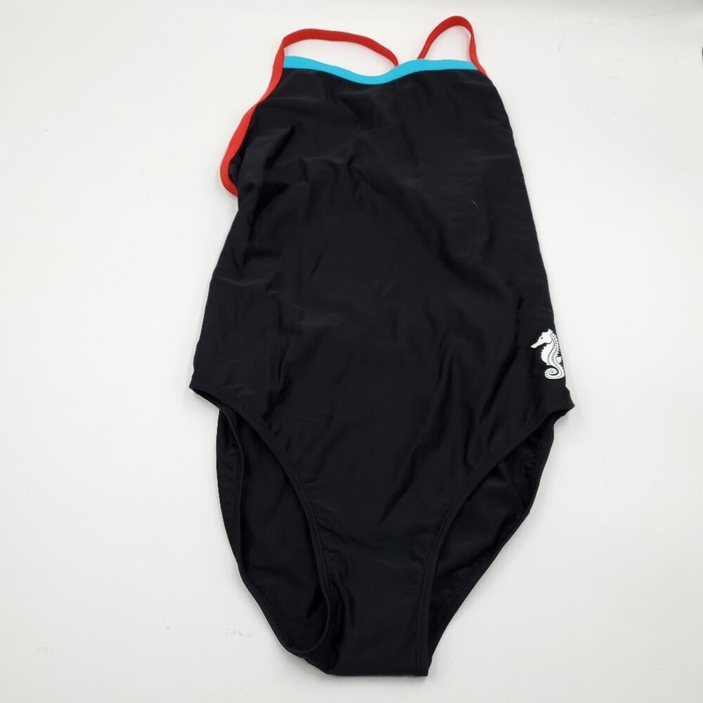 Charm Leaks One Piece Open Back Swimsuit in Black Size M